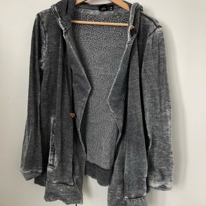 Grey Zipper-less Cardigan